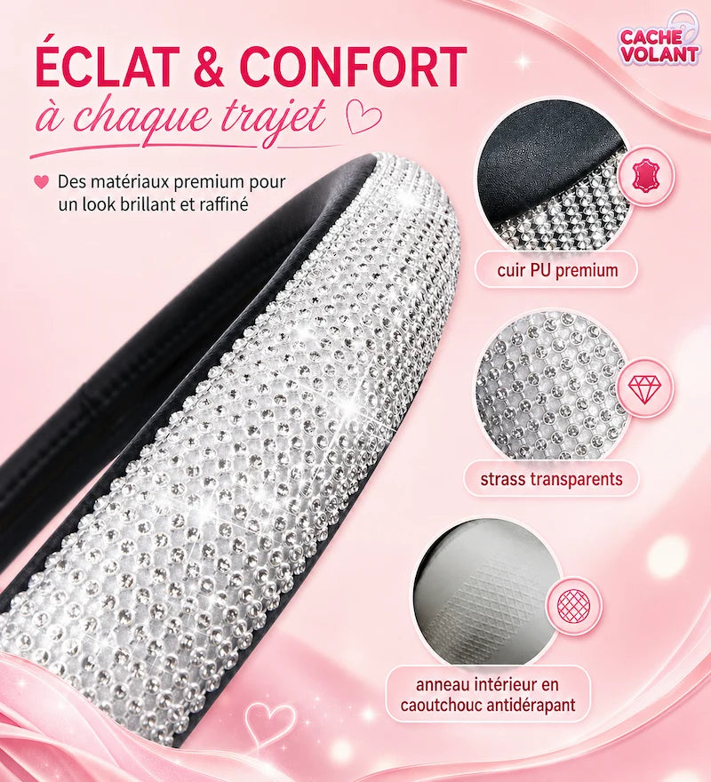 Cache volant royal cuir avec cristaux brillants – intérieur voiture élégant